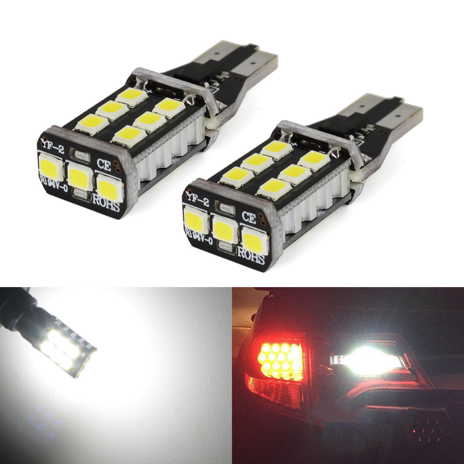 912 921 LED Backup Light Bulbs,AUTOBEAM 2000 Lumens T15 906 W16W for Back Up Lights Reverse Lights 360 Degree Pack of 2 6000K White 