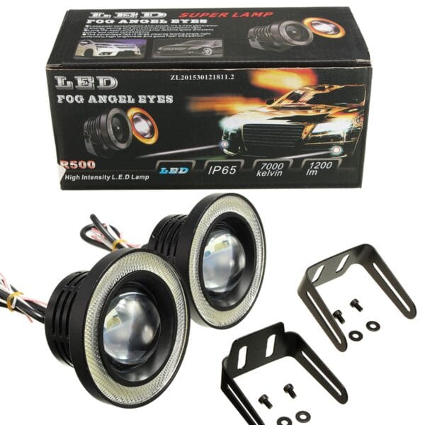 LED Angel Eye Fog Light Bulbs 3.5" White