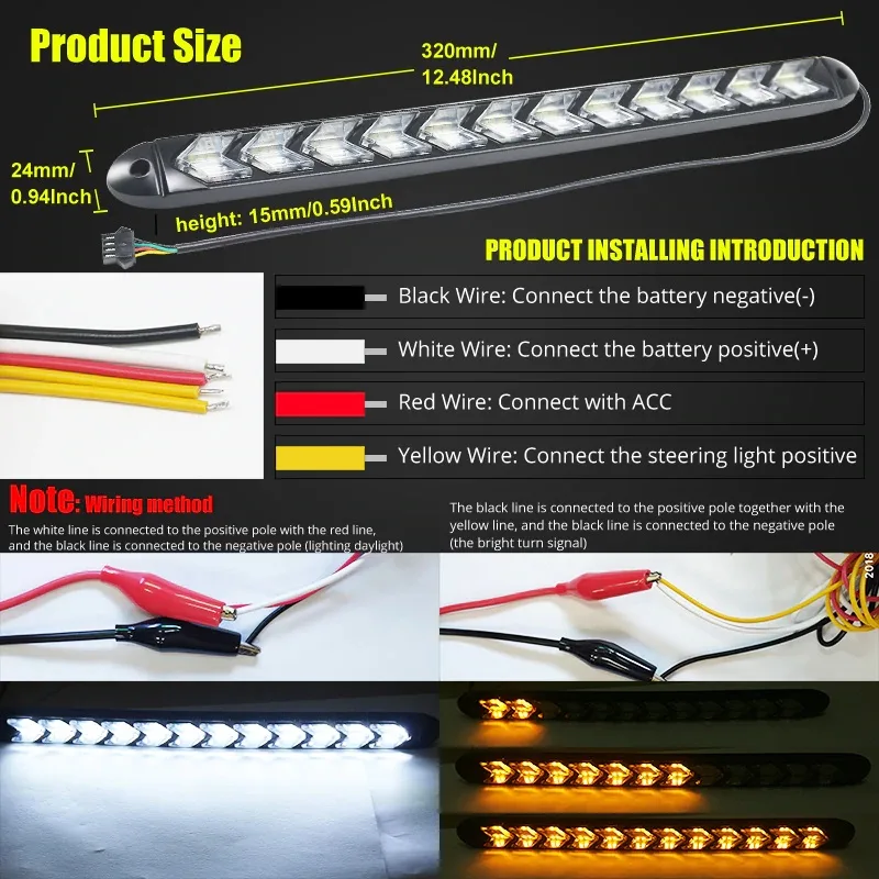 Arrow LED DRL Switchback Strips 10" Sequential Flashing
