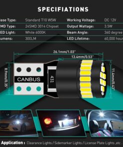 T10 LED Bulb 6000K White Canbus error free