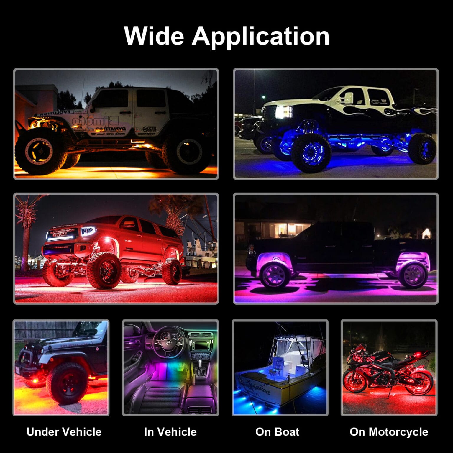LED Rock Light underglow neon underbody kit