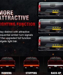 Triple Row LED Tailgate Light Bar Strip Red White Yellow Switchback