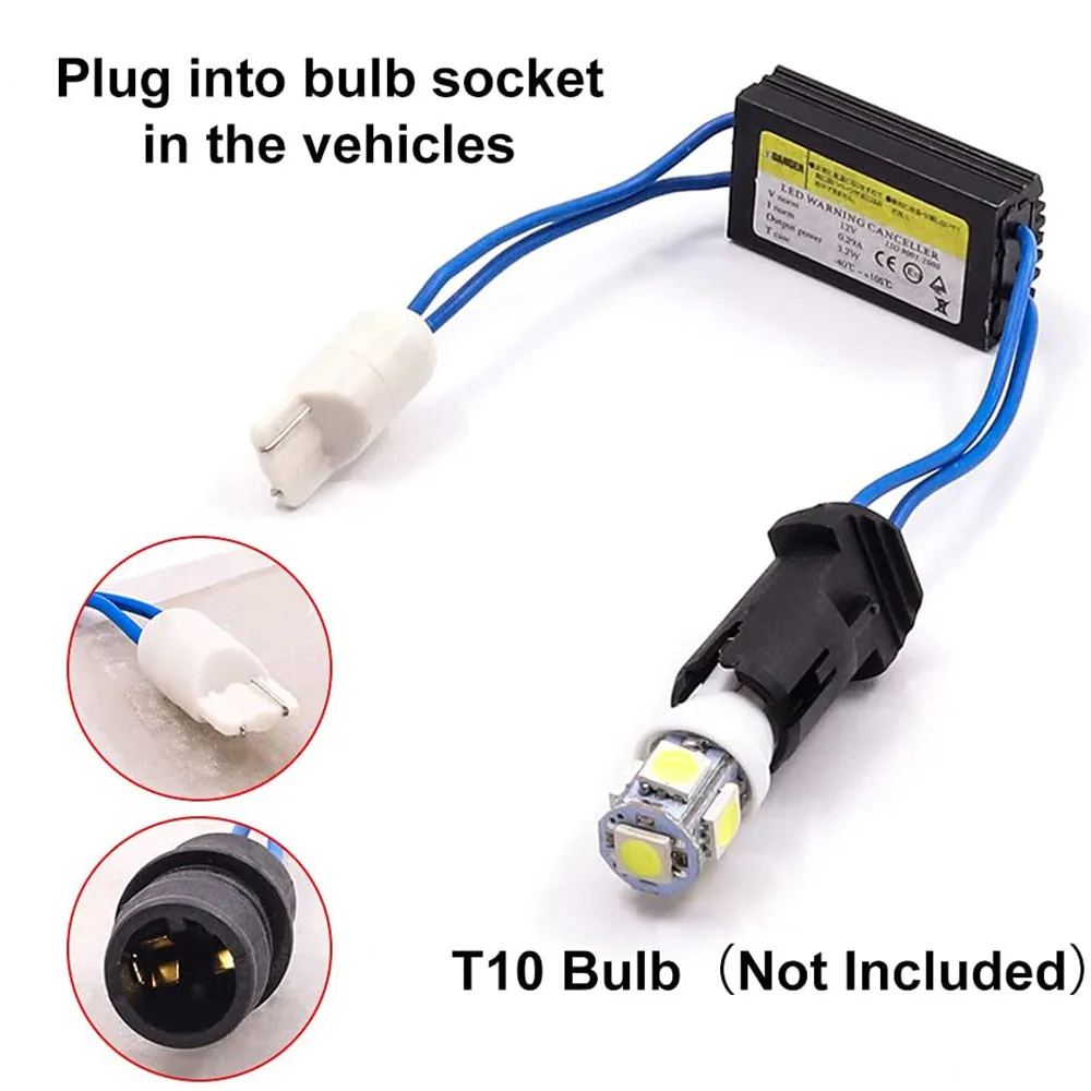 T10 T15 194 921 LED Bulb Load Resistor Wiring Adapter Decoder, Pack of 2 - Image 5
