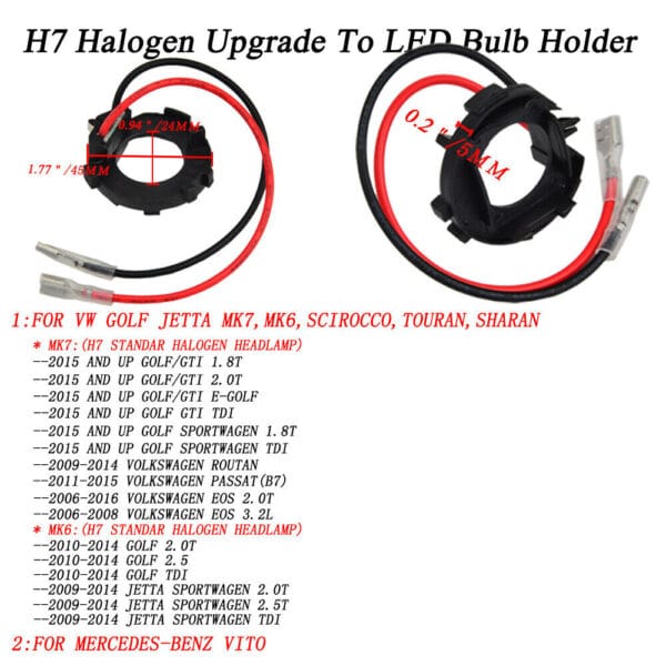 h7 led retainer bulb holder