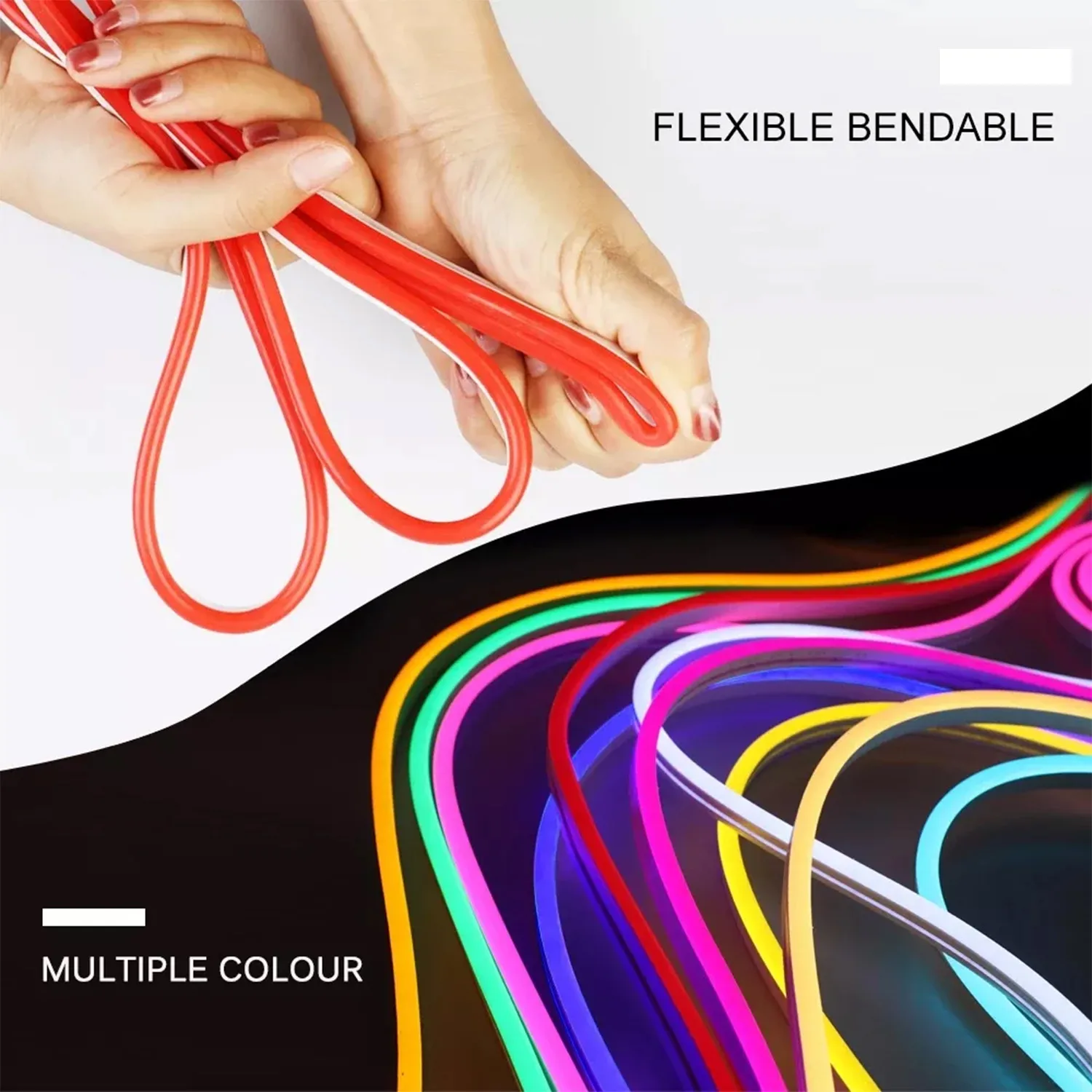 Neon LED Strip 16ft (5M) Roll, 12V Flex Silicone Neon Light - Image 3