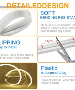 Neon LED Strip 16ft (5M) Roll, 12V Flex Silicone Neon Light - Image 4