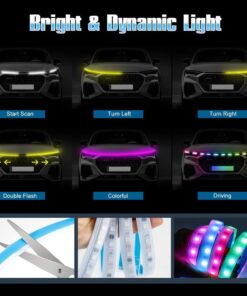 Car Hood LED Light Strip, 12V RGB LED Daytime Running Light Strip
