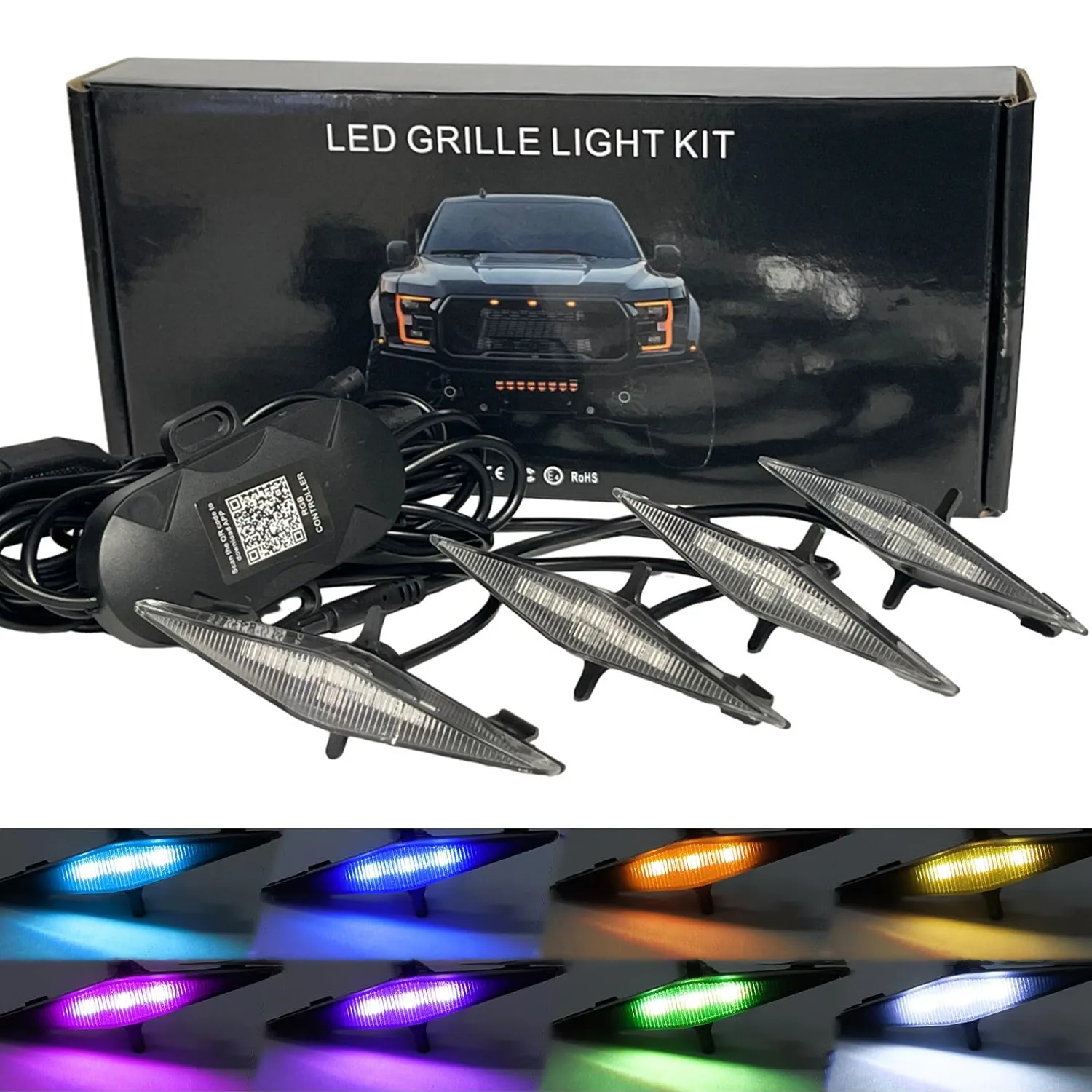 RGB LED Grill Light for 2022 2023 TRD Pro Raptor Front Mesh Warning Light