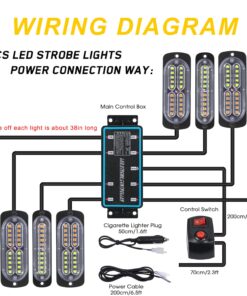 8pcs LED Emergency Warning Strobe Lights Kit Side Marker White Amber Flashing 24smd - Image 8