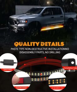 78 inches Truck Strobe Light Strip LED Running Board Lights Amber White Flashing, Remote Control, Pack of 2 - Image 3